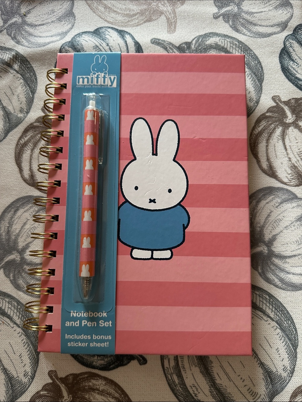 miffy Pink Striped Notebook and Matching Pen Set